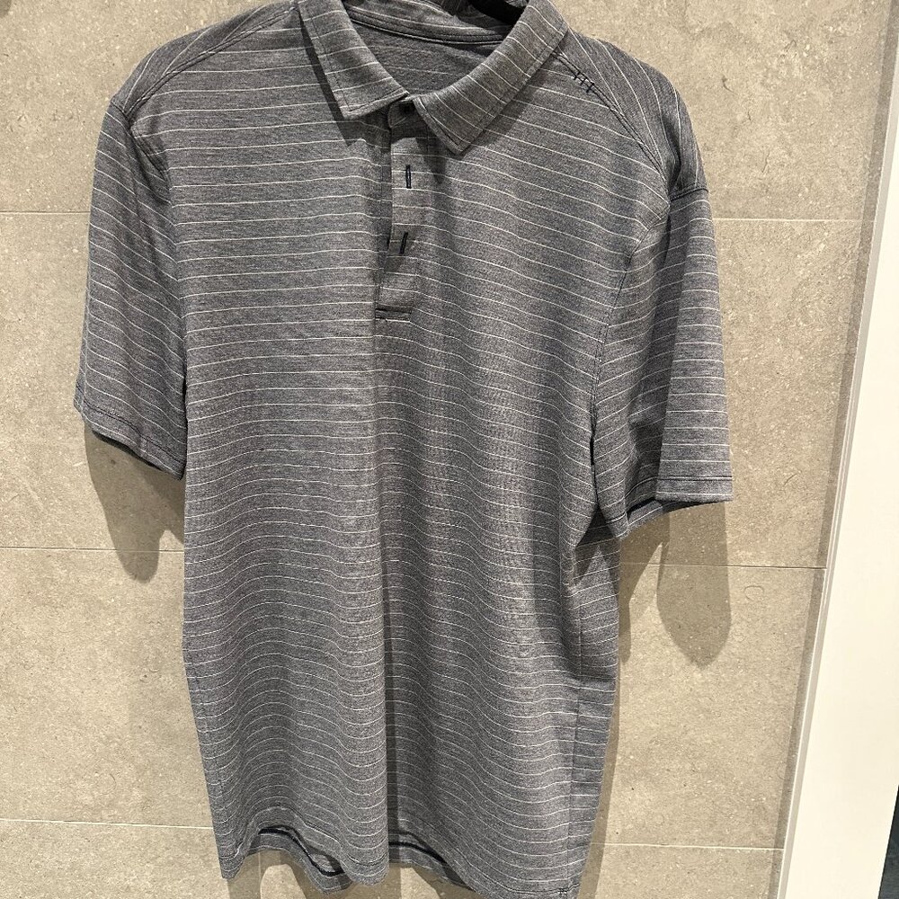 Lululemon Evolution Polo  - Striped Grey Size L
